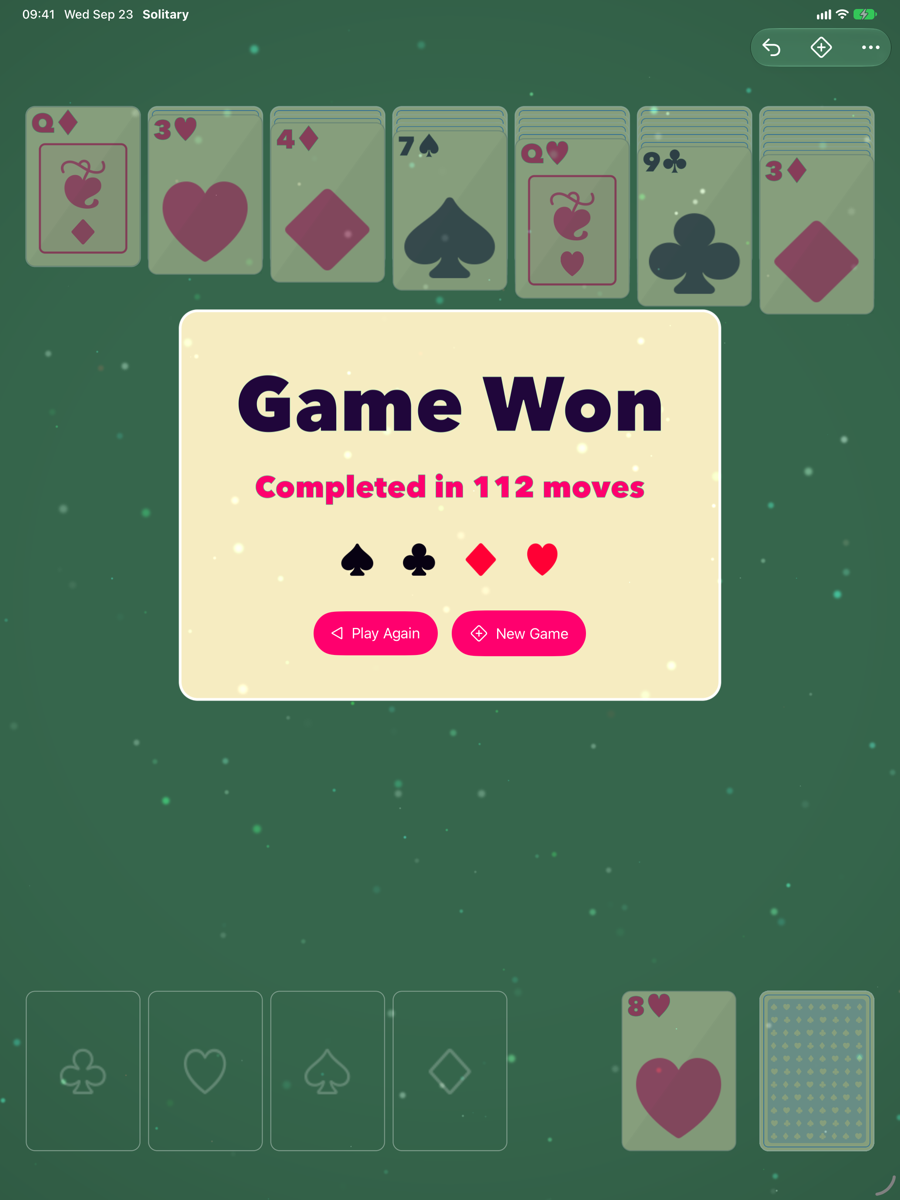 The win screen on iPad