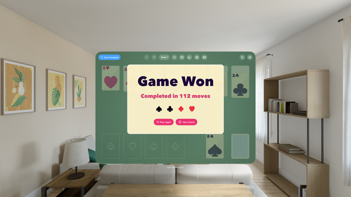 The win screen on Apple Vision Pro